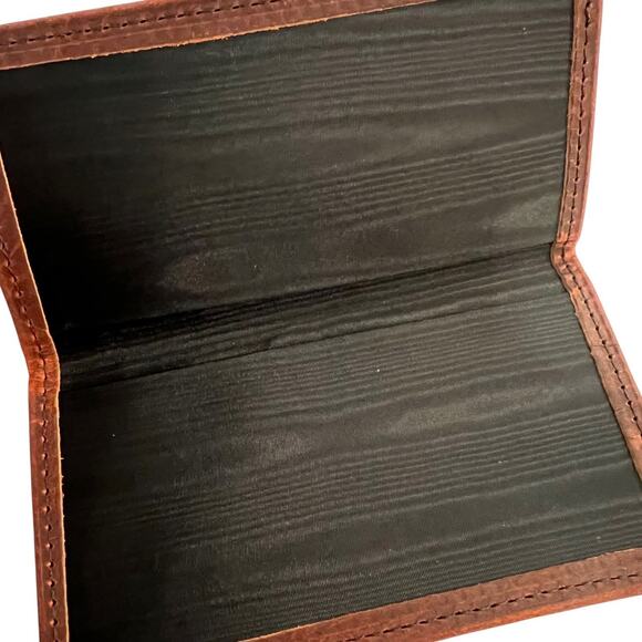 Boston Leather Checkbook Cover Bison Hide Dark Pecan Brown Made in USA Unisex - Picture 5 of 6